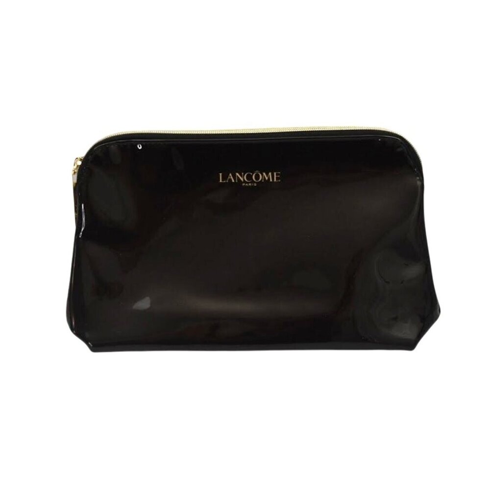Lancôme Paris Black Patent Makeup Bag Cosmetic Bag With Gold Zipper